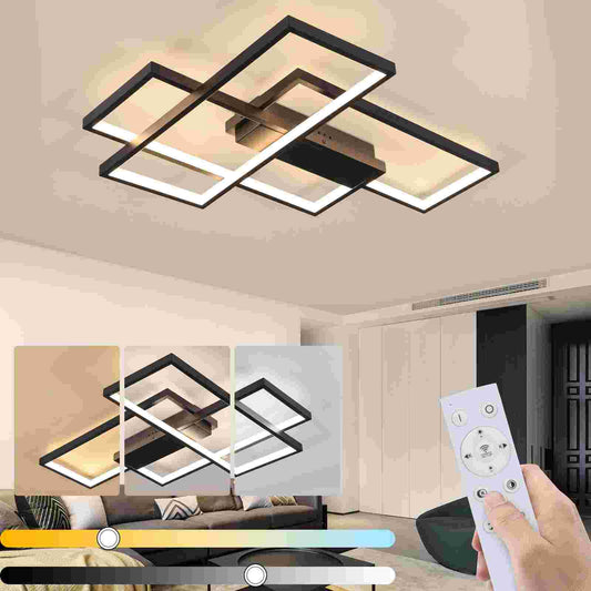 ZMH Deckenlampe LED Deckenleuchte Schlafzimmer - 65cm Wohnzimmerlampe Schwarz Schlafzimmerlampe Dimmbar mit Fernbedienung 65W Wohnzimmer Deckenbeleuchtung Modern Küchenlampe Groß für Esszimmer Küche