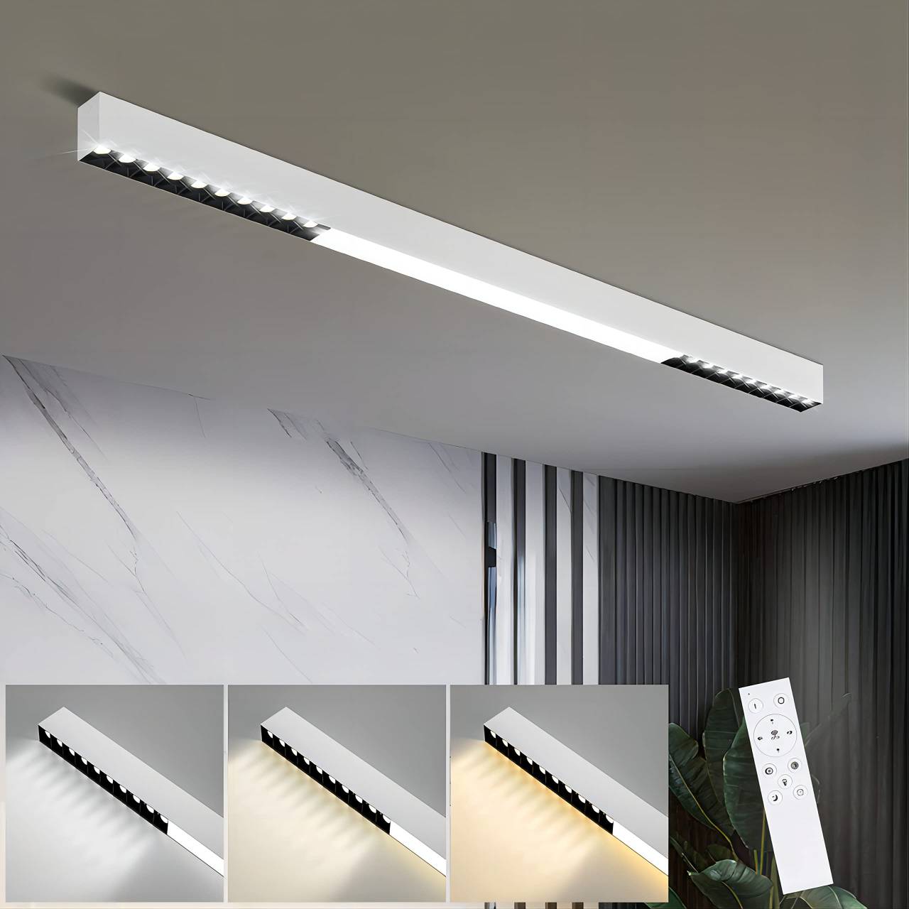 ZMH Deckenlampe LED Deckenleuchte Wohnzimmer - 58W Deckenstrahler Küche 107CM Lang Wohnzimmerlampe Modern Bürolampe Decke Dimmbar mit Fernbedienung Deckenbeleuchtung für Büro Schlafzimmer