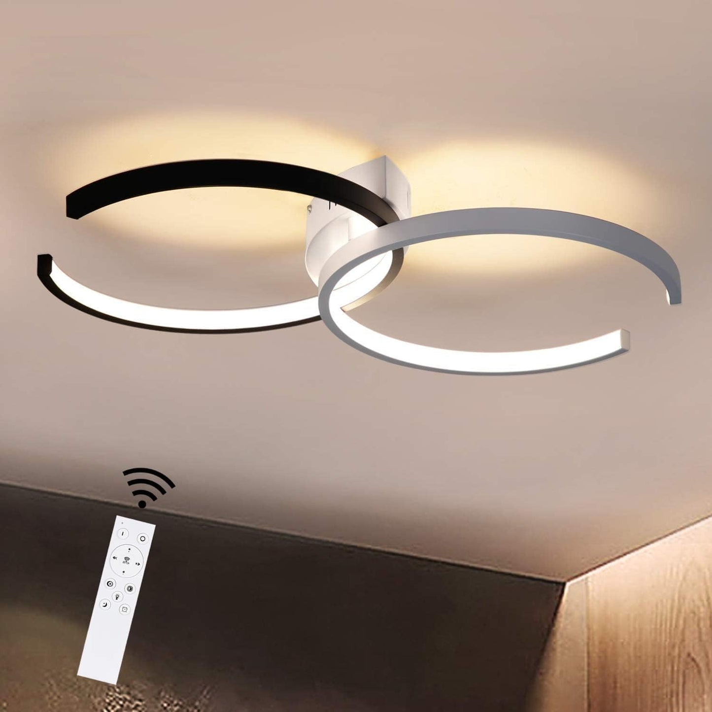 ZMH LED Deckenleuchte Wohnzimmer Deckenlampe Modern Schlafzimmer 54cm 37W Dimmbar mit Fernbedienung Wohnzimmerlampe aus Metall Design Schlafzimmerlampe für Esszimmer Arbeitszimmer