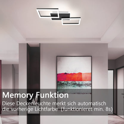 ZMH LED Deckenleuchte Wohnzimmer Deckenlampe - 48W Dimmbar Schlafzimmerlampe Schwarz Flach Design mit Fernbedienung aus Metall Modern Küchenlampe für Schlafzimmer Esszimmer Küche Flur Kinderzimmer