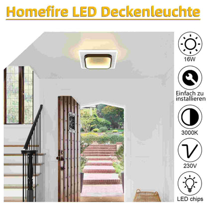 ZMH Deckenlampe LED Deckenleuchte Wohnzimmer - 16W Küchenlampe Warmweiß Schlafzimmerlampe Modern Wohnzimmerlampe Schwarz Flur Deckenbeleuchtung Klein Flurlampe Ø23.5cm für Küche Schlafzimmer