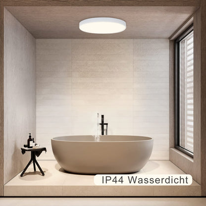 ZMH LED Deckenleuchte Flach Deckenlampe - Badezimmerlampe IP44 Wasserdicht Küchenlampe Rund Ø28cm Modern 17W Weiß Flurlampe für Küche Wohnzimmer Bad Schlafzimmer Flur Balkon Büro Eingang Keller