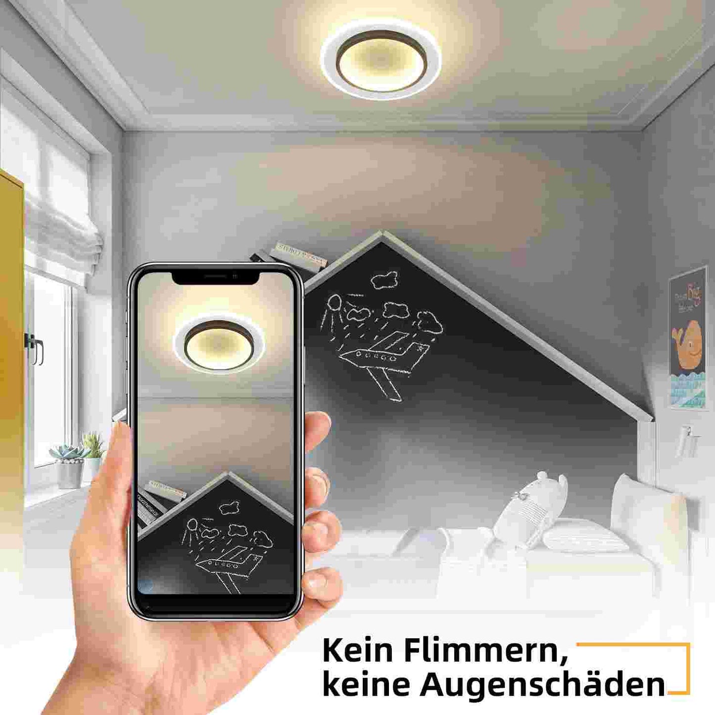 ZMH Deckenlampe LED Deckenleuchte Küche - 14W Küchenlampe 3000K Warmweiß Wohnzimmerlampe Modern Design Flurlampe Wohnzimmer Deckenbeleuchtung Schlafzimmerlampe Ø23.5cm für Schlafzimmer Flur