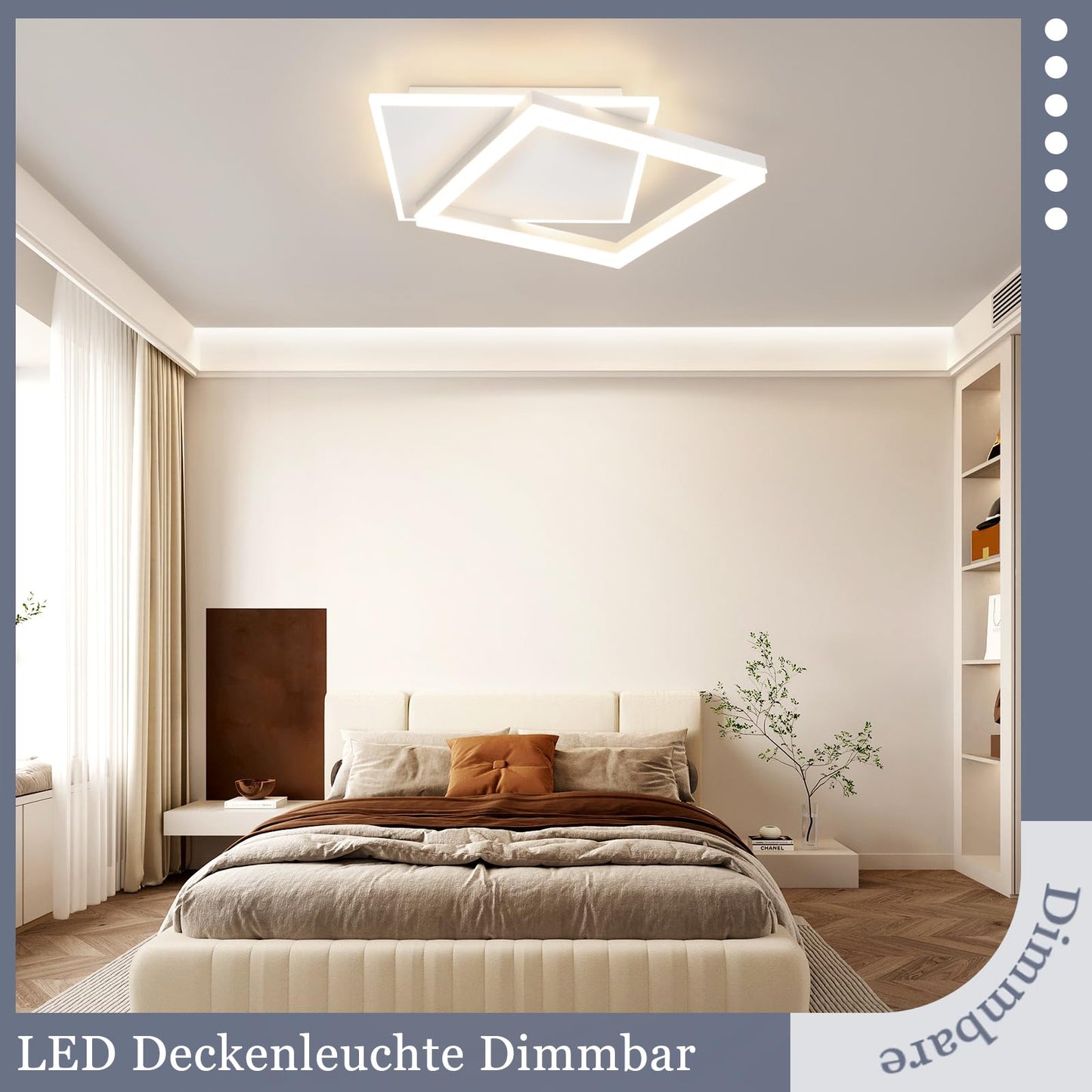 ZMH Deckenlampe LED Deckenleuchte Wohnzimmer - Wohnzimmerlampe Dimmbar mit Fernbedienung Schlafzimmerlampe Modern Schlafzimmer Deckenbeleuchtung 44W Küchenlampe Weiß Flurlampe für Küche Kinderzimmer