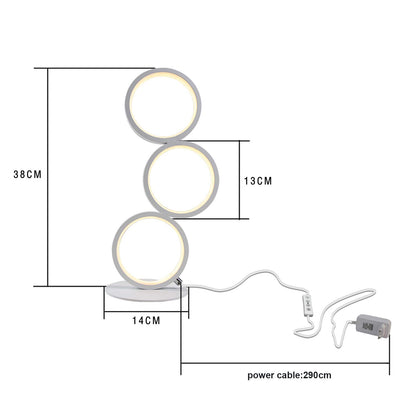 ZMH 2× LED Tischlampe Dimmar Modern Nachttischlampe Weiß Schreibtischlampe in Ringform aus Aluminium, 12W Deko Nachtlampe für Schlafzimmer Wohnzimmer Arbeitszimmer Büro