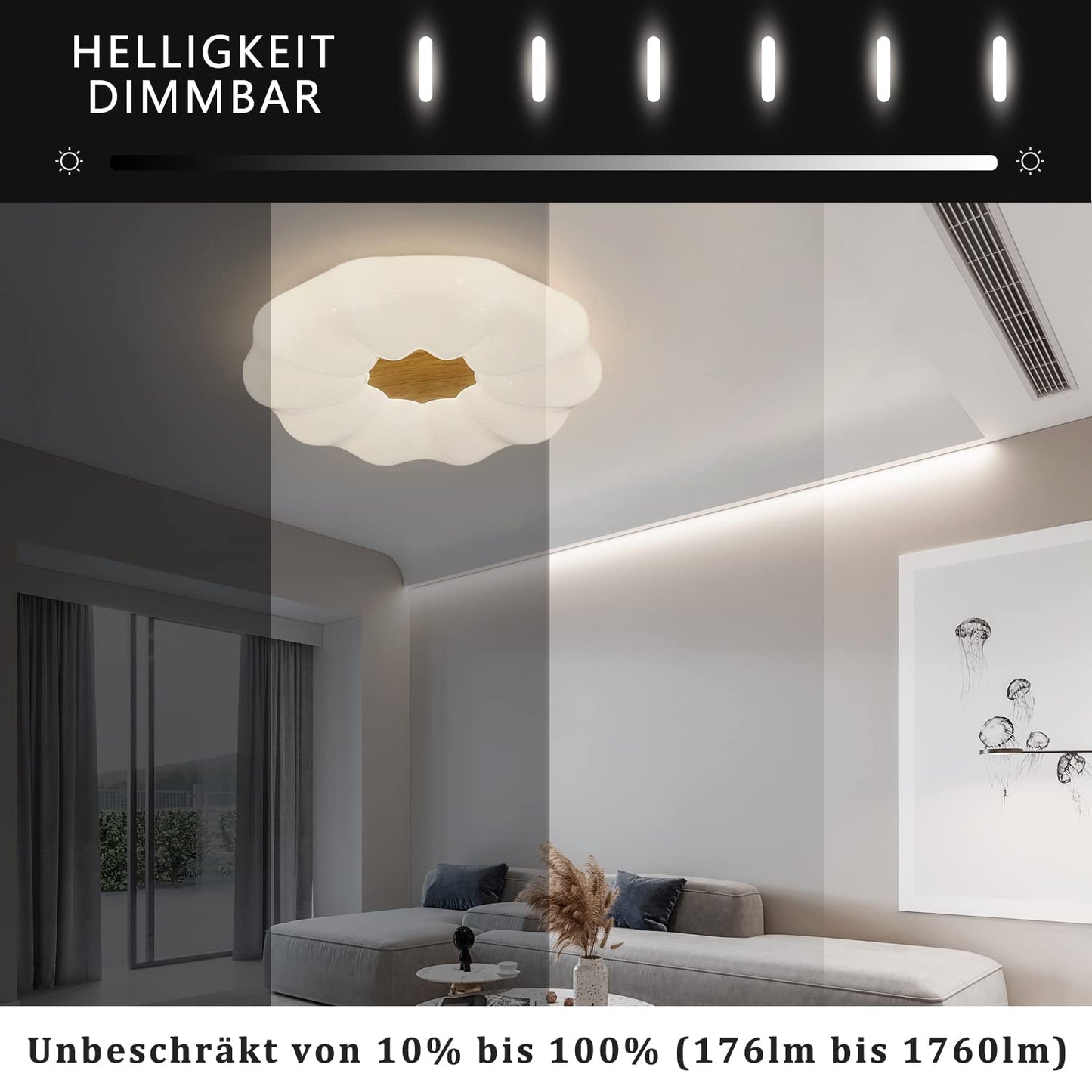 ZMH Deckenlampe LED Deckenleuchte Dimmbar - 22W Kinderzimmerlampe 40CM Rund Schlafzimmerlampe mit Fernbedienung Kinderzimmer Modern Sternenhimmel Design für Schlafzimmer Esszimmer Flur Treppenhaus