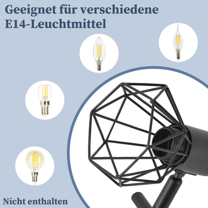 ZMH Deckenstrahler 3 Flammig Rund Deckenspots - Deckenleuchte E14 Schwarz Retro Schwenkbar Industrial Küchenlampe Metall für Schlafzimmer Wohnzimmer Arbeitszimmer Flur Keine Leuchtmittel