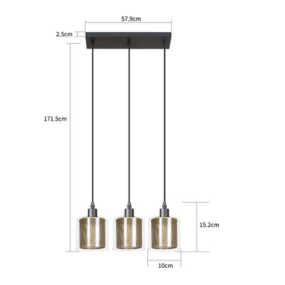 ZMH Vintage Pendelleuchte Retro Pendellampe esstisch 3 Flammige H?ngeleuchte aus Glas und Metall H?henverstellbar H?ngelampe E14, Farbe: Schwarz und Gold, Esstischlampe,Wohnzimmerlampe