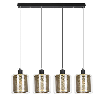 ZMH Pendelleuchte Esstisch Hängelampe Vintage Retro - Schwarzgold Design Hängeleuchte 4 Flammige E14 Esstischlampe aus Glas und Metall Industial Esszimmerlampe Pendellampe Wohnzimmer Arbeitszimmer