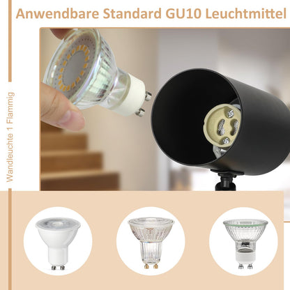 ZMH Deckenstrahler 1 Flammig Deckenleuchte Holz - Deckenlampe Flur Schwarz Metall Modern GU10 350°Deckenspot Drehbar für Wohnzimmer Schlafzimmer Küche,Ohne Leuchtmittel Max.40W