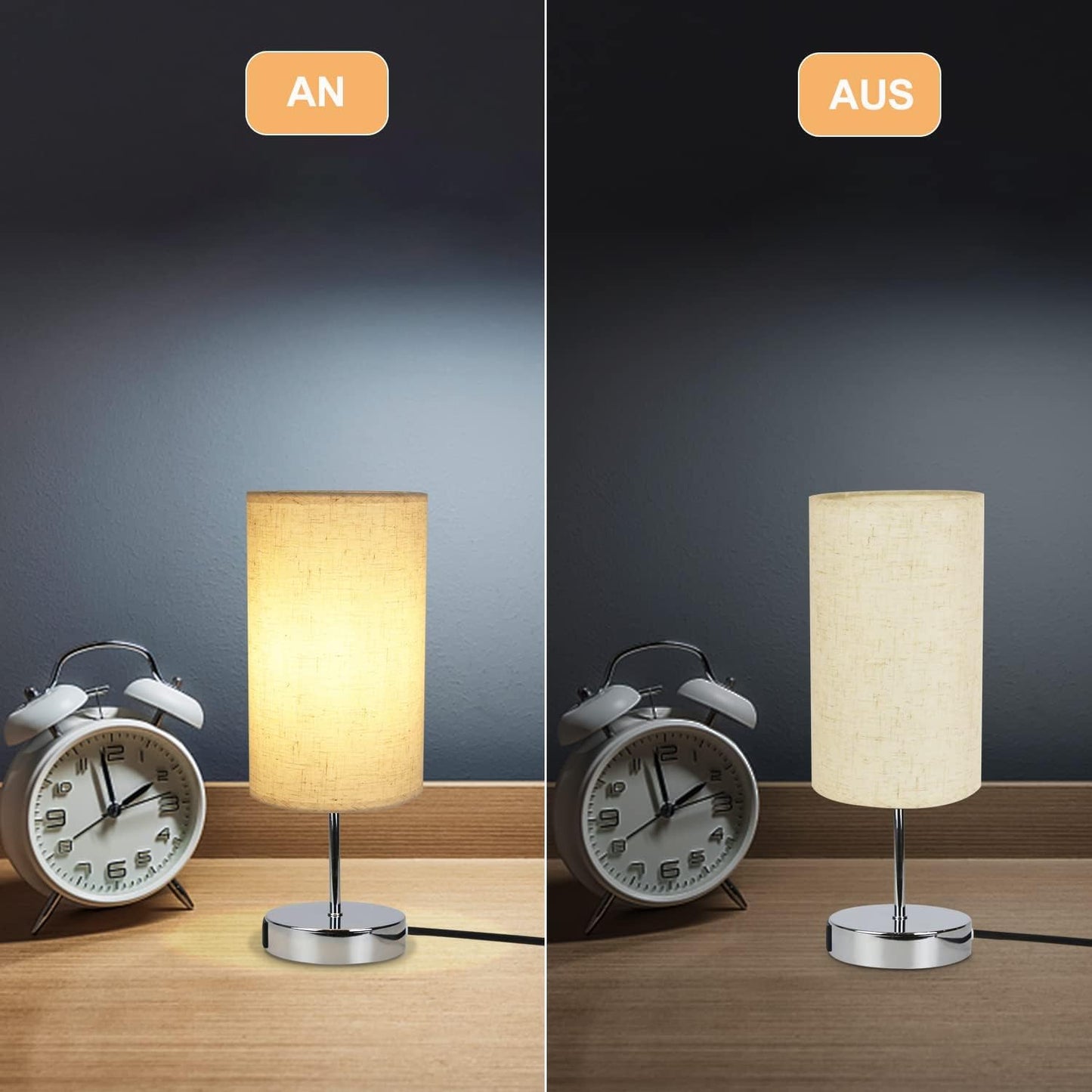 ZMH Nachttischlampe mit Ladefunktion Touch - Tischlampe E27 Warmweiß Dimmbar Nachtlicht USB Stoff Lampenschirm für Modern Deko, Wohnzimmer, Geschenk, Esszimmer, Schlafzimmer