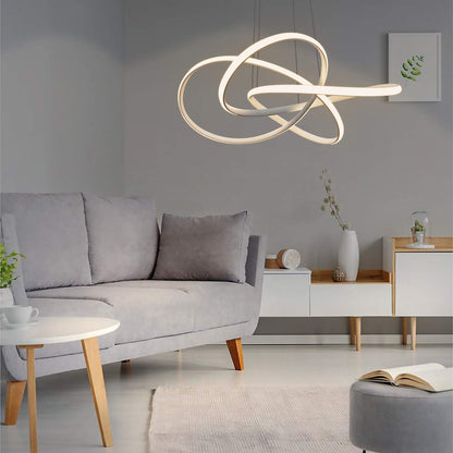 ZMH LED Pendelleuchte Esstisch in Weiß Moderne Hängelampe Ø62cm Ringe Kronleuchter Wohnzimmer 62W Dimmbar mit Fernbedienung Höhe Einstellbar Innen Beleuchtung Pendant Lamp Restaurant Schlafzimmer