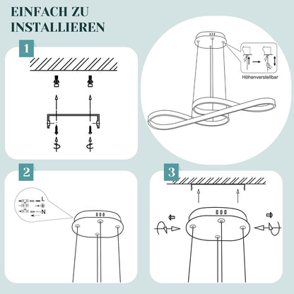 ZMH LED Pendelleuchte Esstisch Hängelampe Dimmbar - Hängeleuchte Schwarz 47W Esstischlampe mit Fernbedienung Esszimmerlampe Modern Design Pendellampe für Esszimmer Arbeitszimmer Wohnzimmer Küche Büro