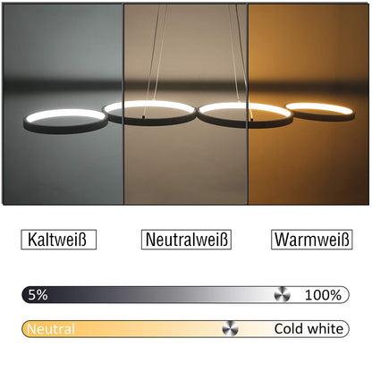 ZMH Pendelleuchte LED Pendellampe Dimmbar mit Fernbedienung 54W Esstischlampe Esstisch Weiß Hängelampe Ring Höhenverstellbar Esszimmerlampe für Wohnzimmer Schlafzimmer Arbeitszimmer Büro Esszimmer