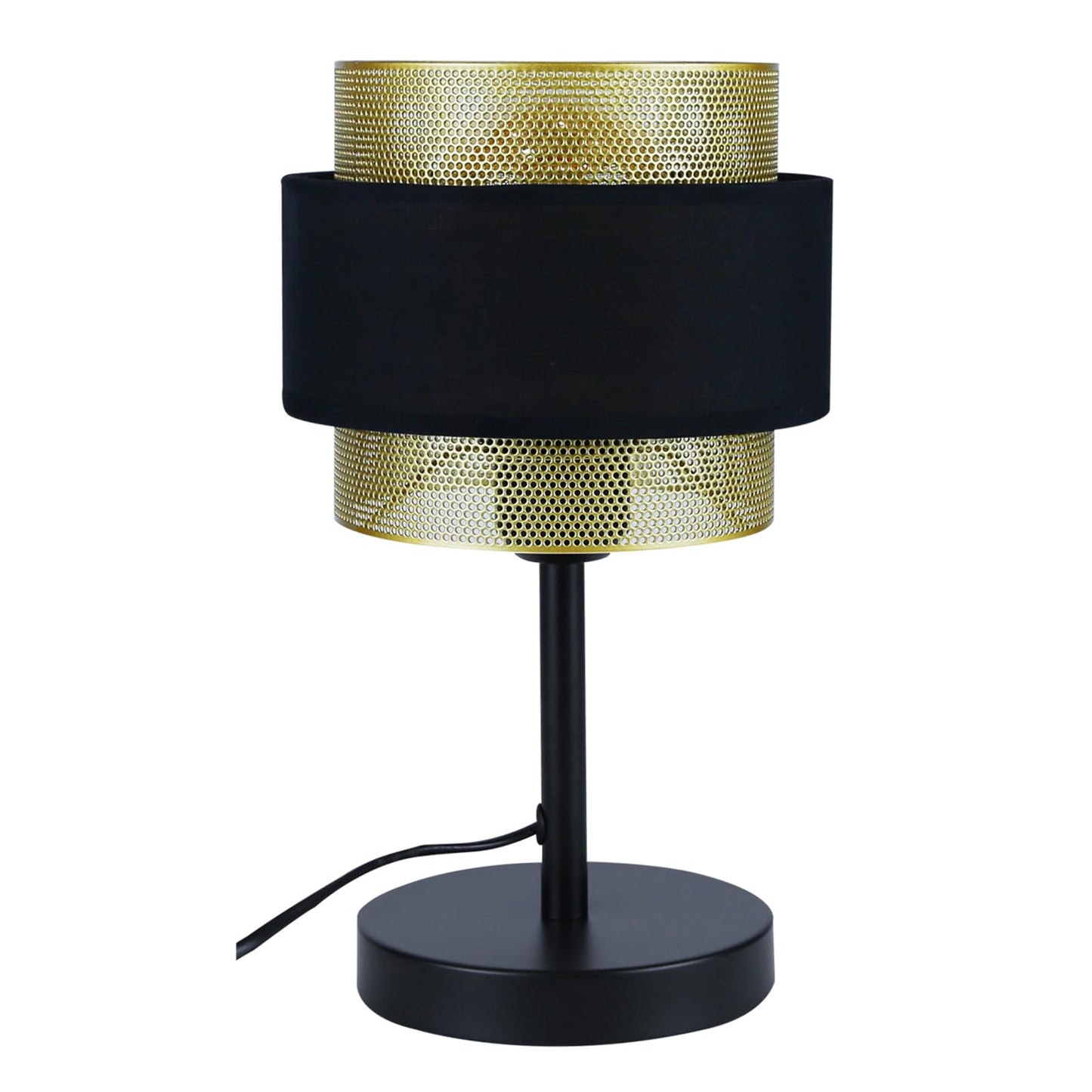 ZMH Tischlampe Retro Nachttischlampe Schwarz - Vintage Tischleuchte E27 für Wohnzimmer Schlafzimmer Gold Design Nachttischleuchte aus Metall Stoffschirm in Industrial Antik Stil - ohne Glühbirne