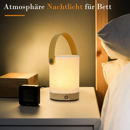 ZMH 2ER Nachttischlampe Touch LED Tischlampe - Dimmbar Geschenk Tischleuchte Kabellos mit USB Batteriebetrieben Akku Modern Tragbare Nachttischleuchte aus Stoff Bettlampe Kinder Schlafzimmer