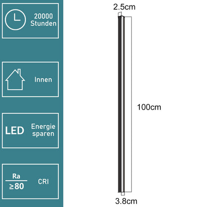 ZMH Wandlampe led Wandleuchte innen - Modern 100CM 34W Flur Up Down Warmweiß Flurlampe Wohnzimmerlampe Schwarze Bettlampe Wandbeleuchtung für Treppenhaus Wohnzimmer Kinderzimmer Schlafzimmer