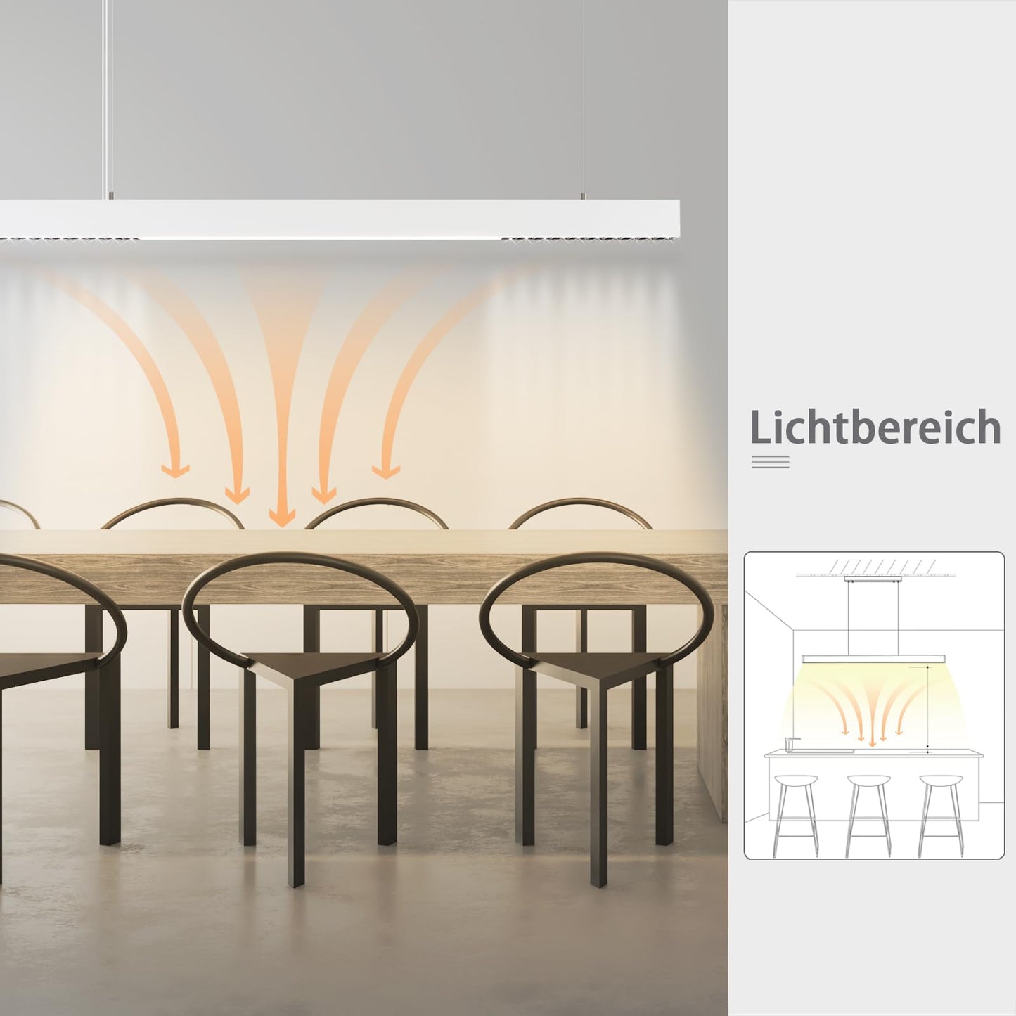 ZMH LED Pendelleuchte Esstisch Hängelampe Dimmbar - 32W Modern Hängeleuchte 107CM Höhenverstellbar mit Fernbedienung Esstischlampe Hängend Lang Linear Design für Esszimmer Wohnzimmer Büro