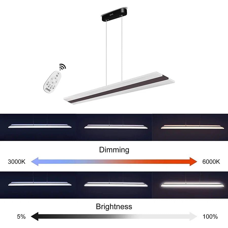 ZMH LED Pendelleuchte Esstisch Hängeleuchte - Modern Esstischlampe Dimmbar mit Fernbedienung Hängelampe Acryl Panel Pendellampe Esszimmer Küchenlampe Hängend für Büro Küche Wohnzimmer Restaurant