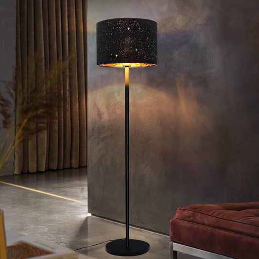 ZMH Stehlampe Wohnzimmer Modern Stehleuchte - Standleuchte aus Stoffschirm im Graugold Stern Design 144cm Standlampe mit E27 Fußschalter und Stecker für Schlafzimmer Kinderzimmer Arbaitzimmer Flur