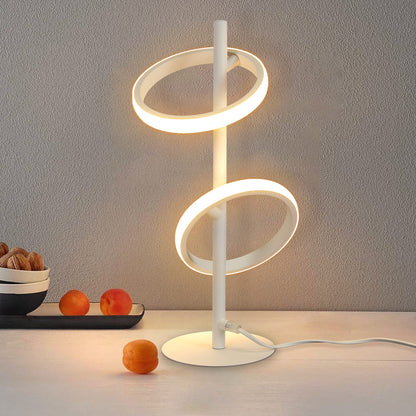 ZMH Tischlampe Modern LED Tischleuchte - Weiß Ringform Nachttischlampe Drehbaren Abnehmbar Ringen 13W 3000K Warmweiß für Schlafzimmer Wohnzimmer Kinderzimmer Büro