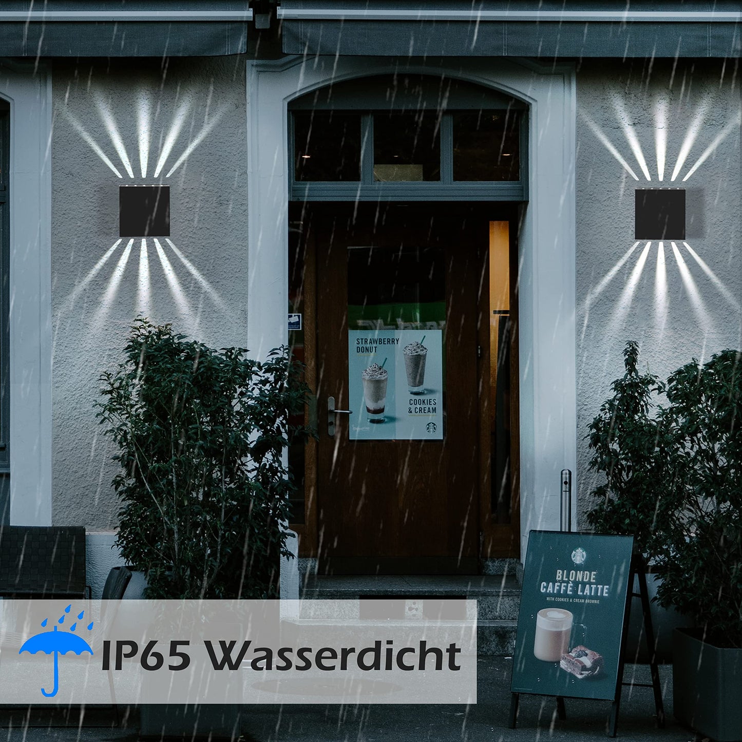 ZMH 2 Stück Wandlampe LED Wandleuchte Innen & Außen - Schwarz Außenlampe IP65 Wasserdicht Außenwandleuchte 3000K Kaltweiß Up Down 10W Wandbeleuchtung für Treppenhaus Flur Balkon Badezimmer