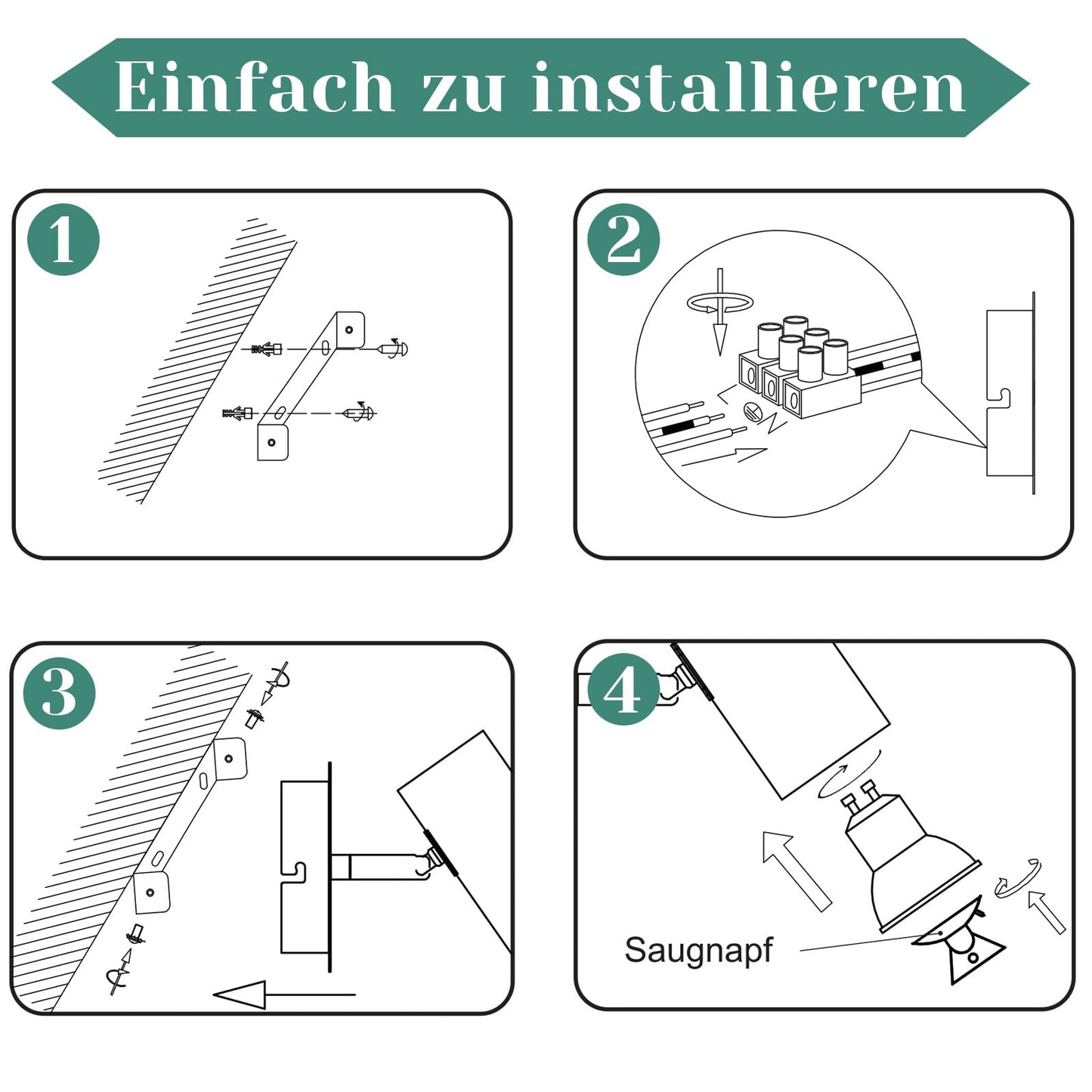 ZMH Deckenstrahler 1 Flammig Deckenleuchte GU10 - LED Deckenlampe Flur 330°Schwenkbar Modern Deckenspots Innen für Schlafzimmer Wohnzimmer Kinderzimmer Küche Flur Ohne Leuchtmittel