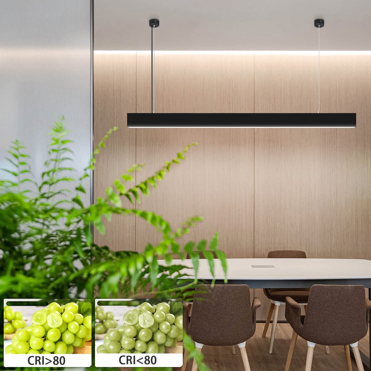 ZMH  LED Pendelleuchte Esstisch Hängelampe Dimmbar - 32W Schwarz Esstischlampe Hängend 107CM Höhenverstellbar mit Fernbedienung Hängeleuchte Modern Linear Design für Esszimmer Büro Wohnzimmer