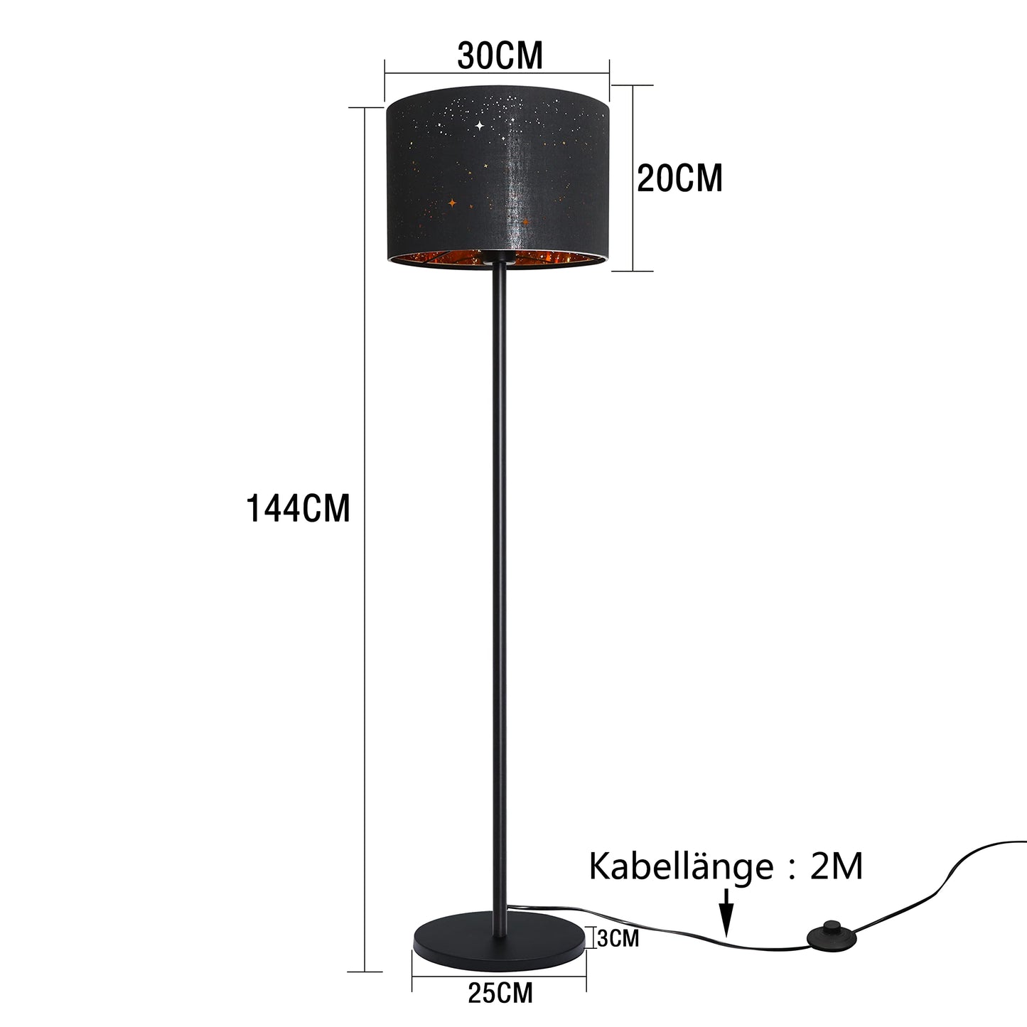 ZMH Stehlampe Wohnzimmer Modern Stehleuchte - Standleuchte aus Stoffschirm im Graugold Stern Design 144cm Standlampe mit E27 Fußschalter und Stecker für Schlafzimmer Kinderzimmer Arbaitzimmer Flur