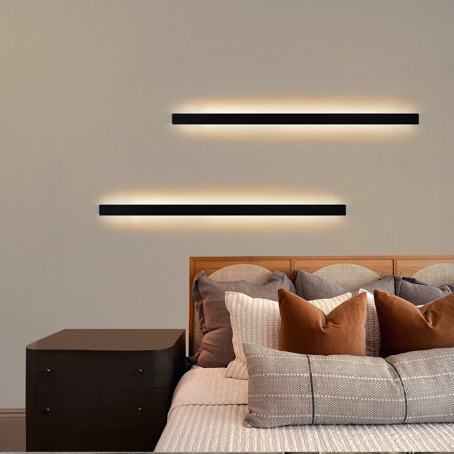 ZMH LED Wandleuchte Innen Wandlampe - Schwarz 100CM Lang Flurlampe Up Down Treppenhauslampe 37W Warmweiß Küchenlampe mit 3 Haken Wandbeleuchtung für Schlafzimmer Küche Eingang Treppenhaus