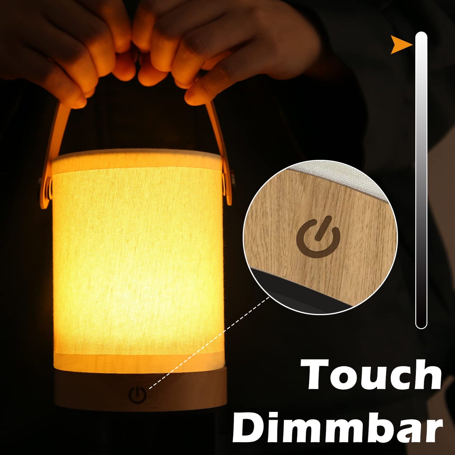 ZMH 2ER Nachttischlampe Touch LED Tischlampe - Dimmbar Geschenk Tischleuchte Kabellos mit USB Batteriebetrieben Akku Modern Tragbare Nachttischleuchte aus Stoff Bettlampe Kinder Schlafzimmer