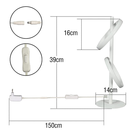 ZMH Tischlampe Modern LED Tischleuchte - Weiß Ringform Nachttischlampe Drehbaren Abnehmbar Ringen 13W 3000K Warmweiß für Schlafzimmer Wohnzimmer Kinderzimmer Büro