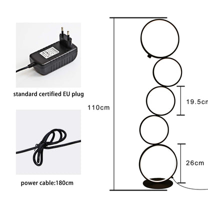 ZMH LED Dimmbar Stehlampe Modern Standlampe 32W Touch Switch Stehleuchte Warmweiß 3000K Aluminium 5-flammig Ringförmige Schwarz Standleuchte für Schlafzimmer Wohnzimmer Arbeitszimmer