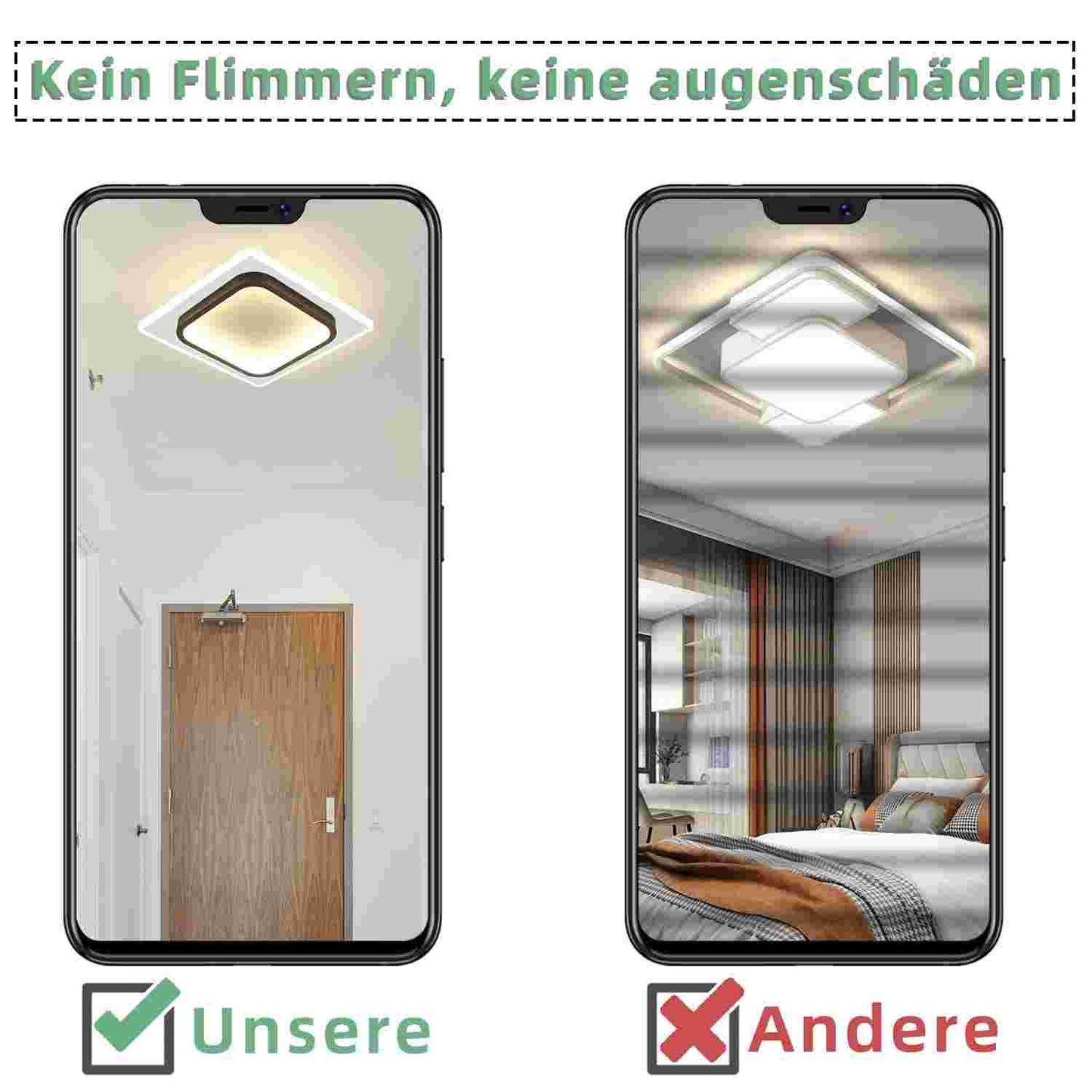 ZMH Deckenlampe LED Deckenleuchte Wohnzimmer - 16W Küchenlampe Warmweiß Schlafzimmerlampe Modern Wohnzimmerlampe Schwarz Flur Deckenbeleuchtung Klein Flurlampe Ø23.5cm für Küche Schlafzimmer