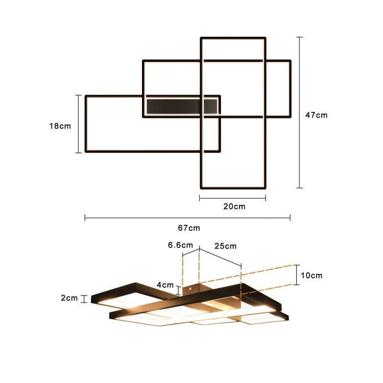 ZMH Deckenlampe LED Deckenleuchte Wohnzimmer - 67cm Wohnzimmerlampe Schwarz Schlafzimmerlampe Modern 35W Schlafzimmer Deckenbeleuchtung Warmweiß Küchenlampe Groß Flurlampe für Küche Flur Esszimmer