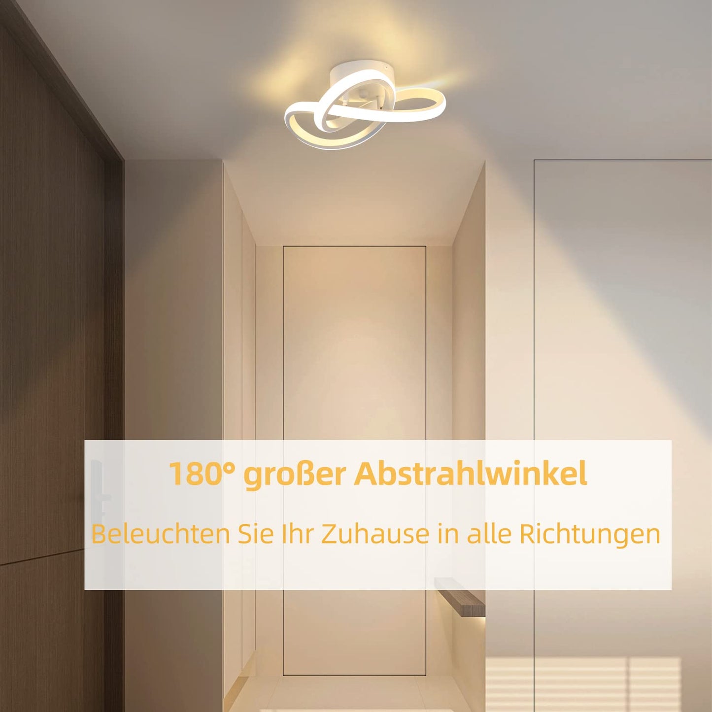 ZMH LED Deckenleuchte Warmweiß Deckenlampe Klein - 19W 1400LM Flurlampe Modern Küchenlampe Schwarz-Weiß Geometrie Design Lampe für Schlafzimmer Küche Wohnzimmer Flur Eingang Korridor Studio