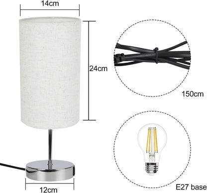 ZMH Nachttischlampe mit Ladefunktion Touch - Tischlampe E27 Warmweiß Dimmbar Nachtlicht USB Stoff Lampenschirm für Modern Deko, Wohnzimmer, Geschenk, Esszimmer, Schlafzimmer