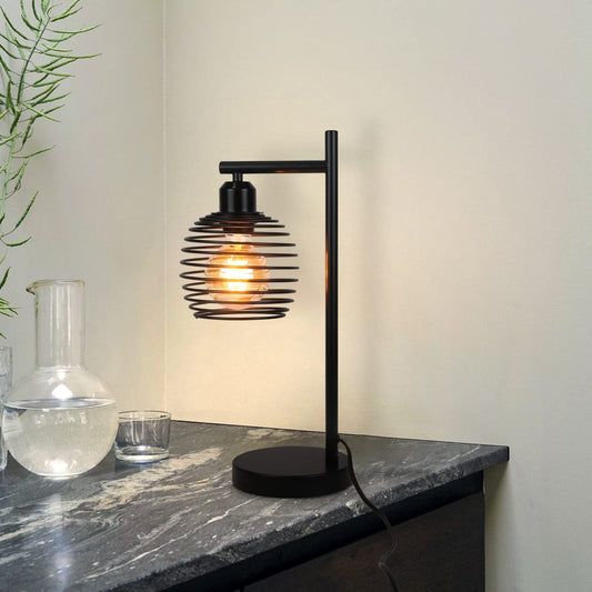 ZMH Tischlampe Vintage Nachttischlampe E27 - Schwarz Schlafzimmer industrial Tischleuchte aus Metall Max. 60W Retro Schreibtischlampe f¨¹r Wohnzimmer Bedside Kinderzimmer B¨¹ro/inkl. Schalter/ohne Birne