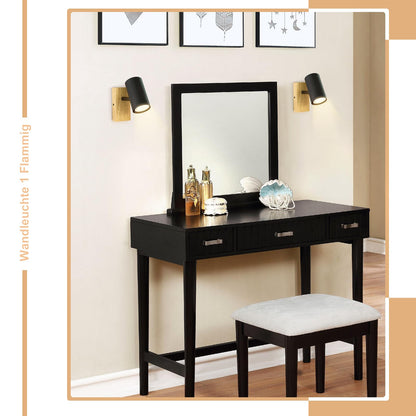 ZMH Deckenstrahler 1 Flammig Deckenleuchte Holz - Deckenlampe Flur Schwarz Metall Modern GU10 350¡ãDeckenspot Drehbar f¨¹r Wohnzimmer Schlafzimmer K¨¹che,Ohne Leuchtmittel Max.40W