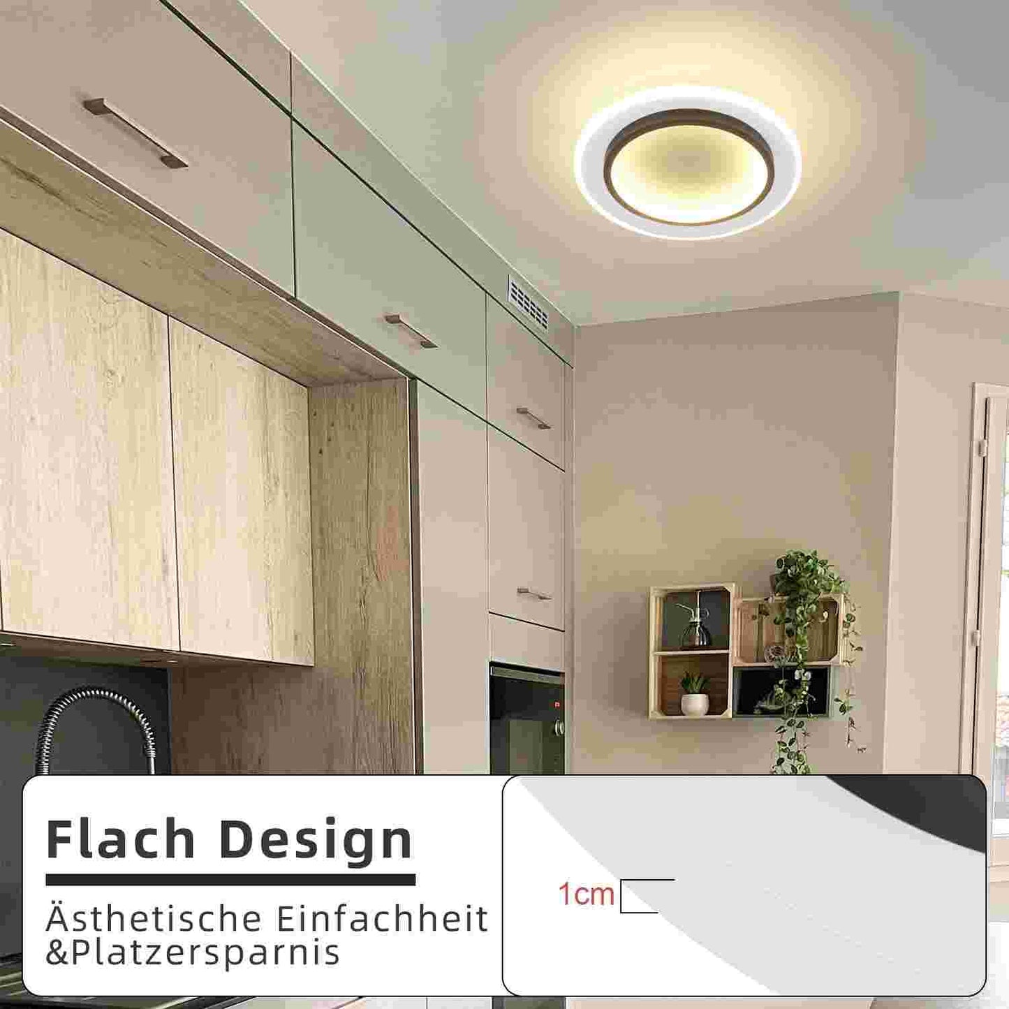 ZMH Deckenlampe LED Deckenleuchte Küche - 14W Küchenlampe 3000K Warmweiß Wohnzimmerlampe Modern Design Flurlampe Wohnzimmer Deckenbeleuchtung Schlafzimmerlampe Ø23.5cm für Schlafzimmer Flur