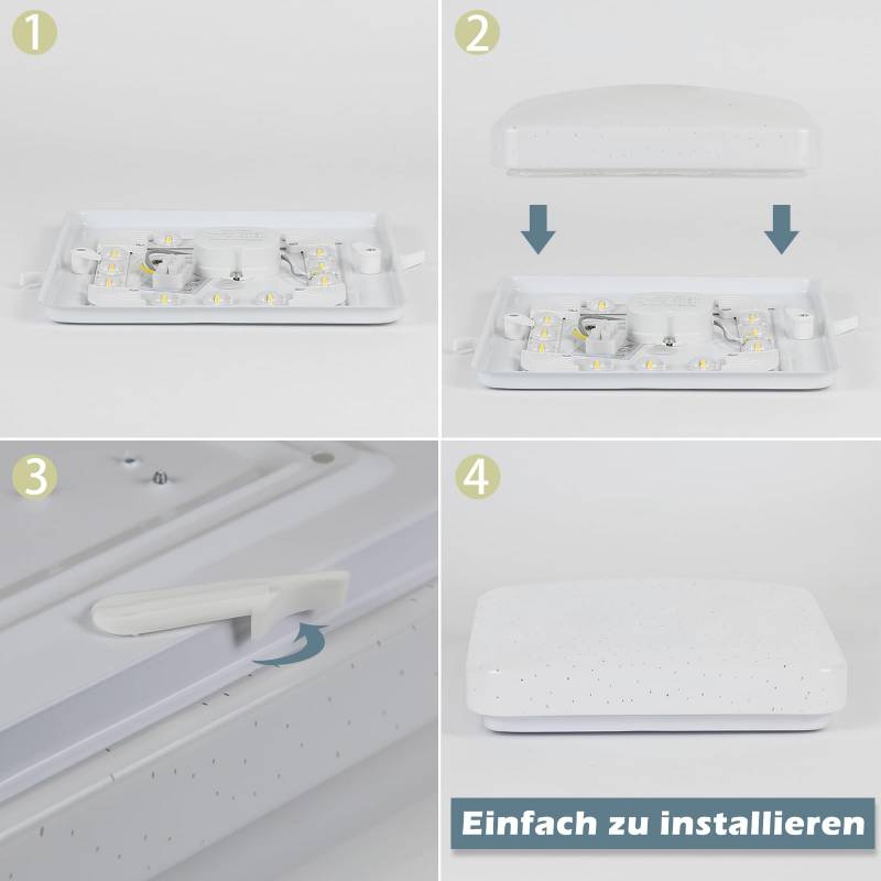 ZMH Deckenlampe LED Deckenleuchte Schlafzimmer - 21cm Schlafzimmerlampe Sternenhimmel 15W Flurlampe Quadratisch Küchenlampe Neutralweiß Küche Deckenbeleuchtung Sternendekor für Flur Kinderzimmer