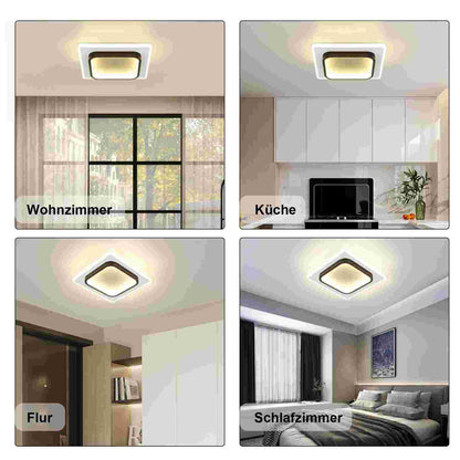 ZMH Deckenlampe LED Deckenleuchte Wohnzimmer - 16W Küchenlampe Warmweiß Schlafzimmerlampe Modern Wohnzimmerlampe Schwarz Flur Deckenbeleuchtung Klein Flurlampe Ø23.5cm für Küche Schlafzimmer