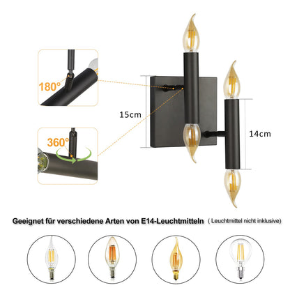 ZMH Wandleuchte innen Vintage Vandlampe Klein Spotleuchte Wandspot 4 Flammig aus Metall E14 Fassung Modern Wandstrahler für Küche Flur kinderzimmer Wohnzimmer Schlafzimmer - Ohne Leuchtmittel