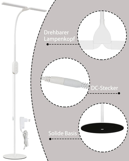 ZMH Stehlampe LED Wohnzimmer Leselampe dimmbar - Stehleuchte Büro 9W mit Timer & Memory Funktion Helligkeit und Farbtemperatur einstellbar Touch Standleuchte für Schlafzimmer Höhe: 158CM