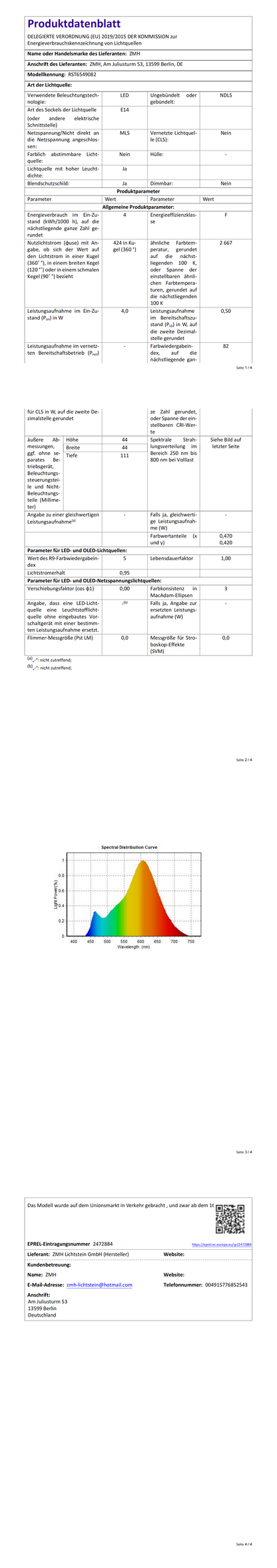 ZMH 4er pack E27 LED Warmweiss Glühbirnen Vintage - T45 LED Leuchtmittel Lampe E27 Birnen 4W 2700K Energiesparlampe Light Bulbs Retro Edison Glühlampen Filament Glas 360° Abstrahlwinkel