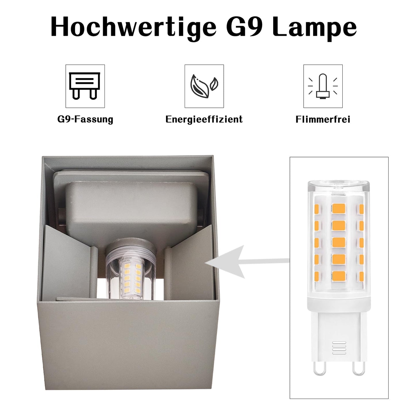 ZMH LED Wandleuchte Innen Wandlampe - 4ER Set Außenwandleuchten Grau Aussenlampe Aussen Wandbeleuchtung Außenlampe Up Down Außenleuchte IP65 Außenbeleuchtung 3000K Warmweiß für Hauswand Garten