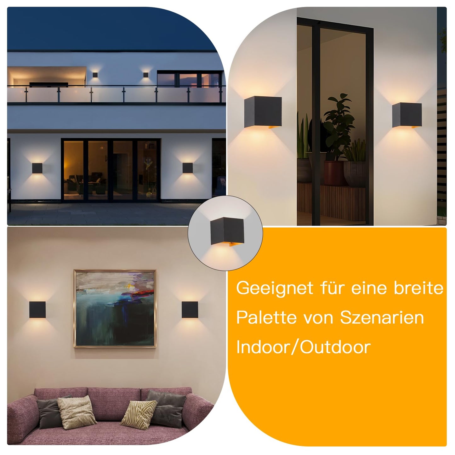 ZMH LED Wandleuchte Innen Wandlampe - 4ER Außenwandleuchten Schwarz Gold Wandbeleuchtung Aussen Aussenlampe Up Down IP65 Wandstrahler 3000K Außenbeleuchtung G9 für Hauswand Treppenhaus Flur