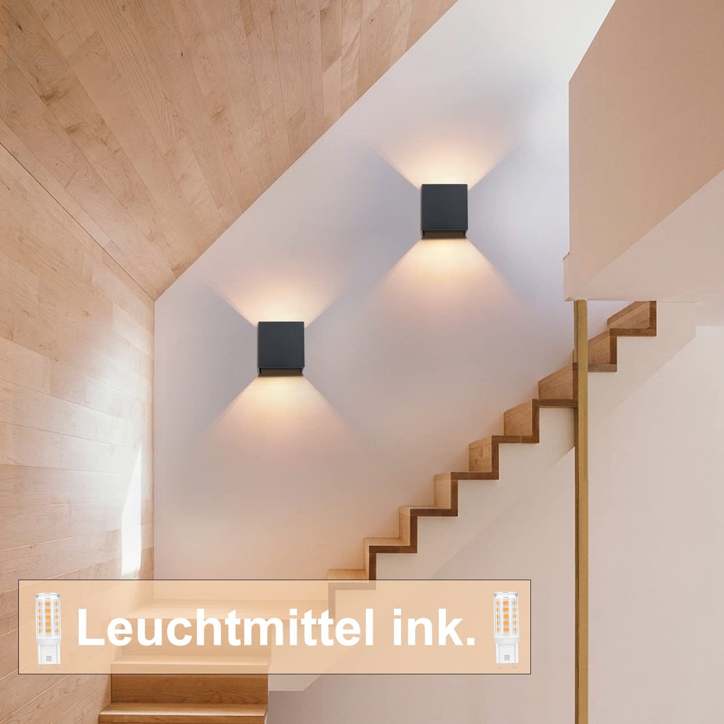 ZMH LED Wandleuchte Aussen Wandlampe: Außenwandleuchte Innen Schwarz Lampe Up Down Wand Leuchten Modern Außenlampe IP65 Wasserdicht Einstellbarer Strahl Flurlampe für Wohnzimmer Hauswand Flur