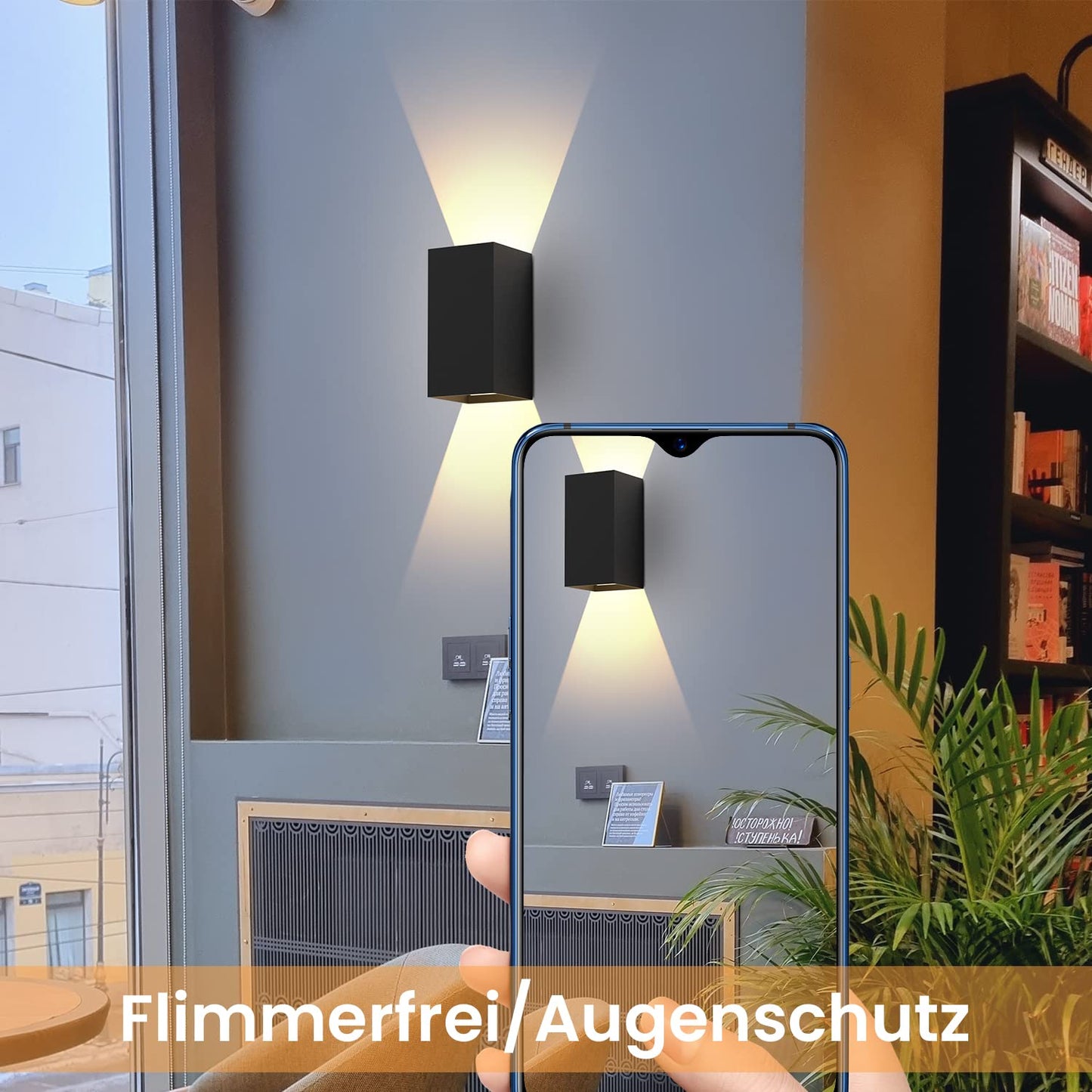 ZMH LED Wandleuchte Innen Wandlampe - 2ER Außenwandleuchten Schwarz Wandbeleuchtung Aussen Aussenlampe 5W Außenlampe Up Down Wandstrahler IP65 Außenleuchte 3000K Warmweiß für Hauswand Garten