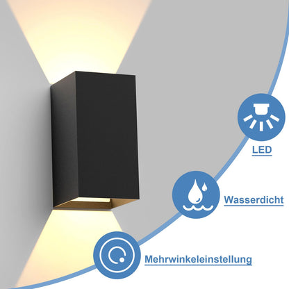 ZMH Wandleuchte aussen LED Wandlampe innen: Aussenlampe Wand Außenwandleuchten Schwarz Wandbeleuchtung Außenlampe Hauswand 5W IP65 Warmweiß 3000K Wandstrahler Up Down Außenleuchte für Garten